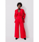 Pantalon de Tailleur Large - Rouge Uni Colore