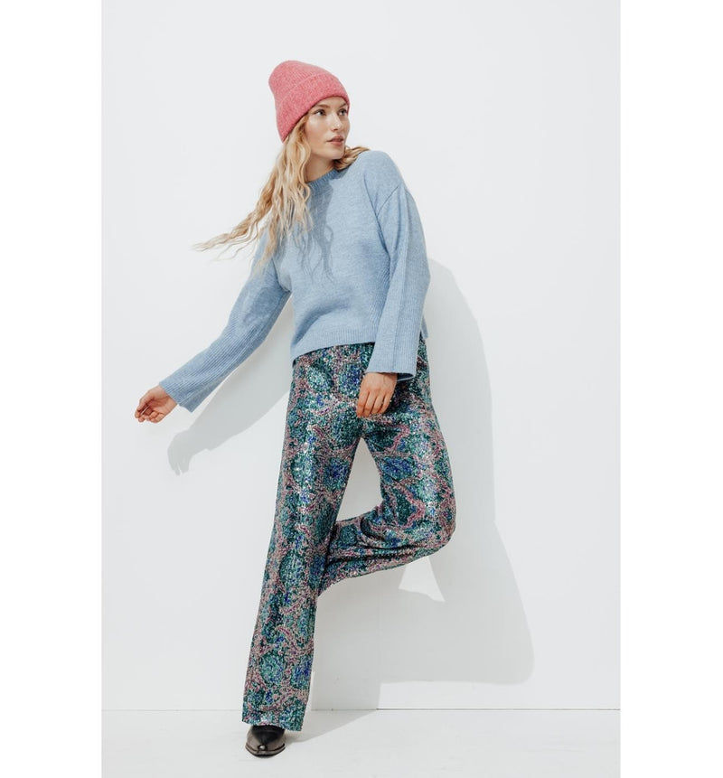 Pantalon Large à Paillettes - Multicolore Imprime