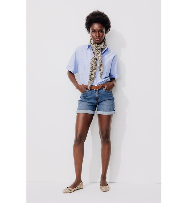 Short en Jean Femme - Jeans Uni Fonce