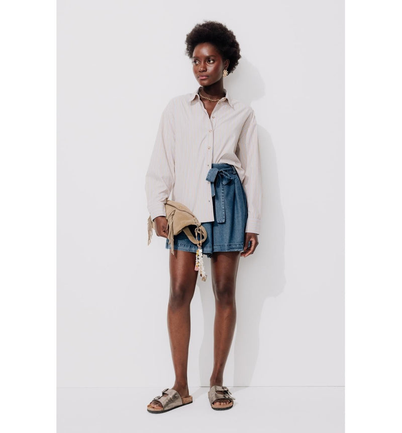 Short en Lyocell Femme - Jeans Uni Fonce