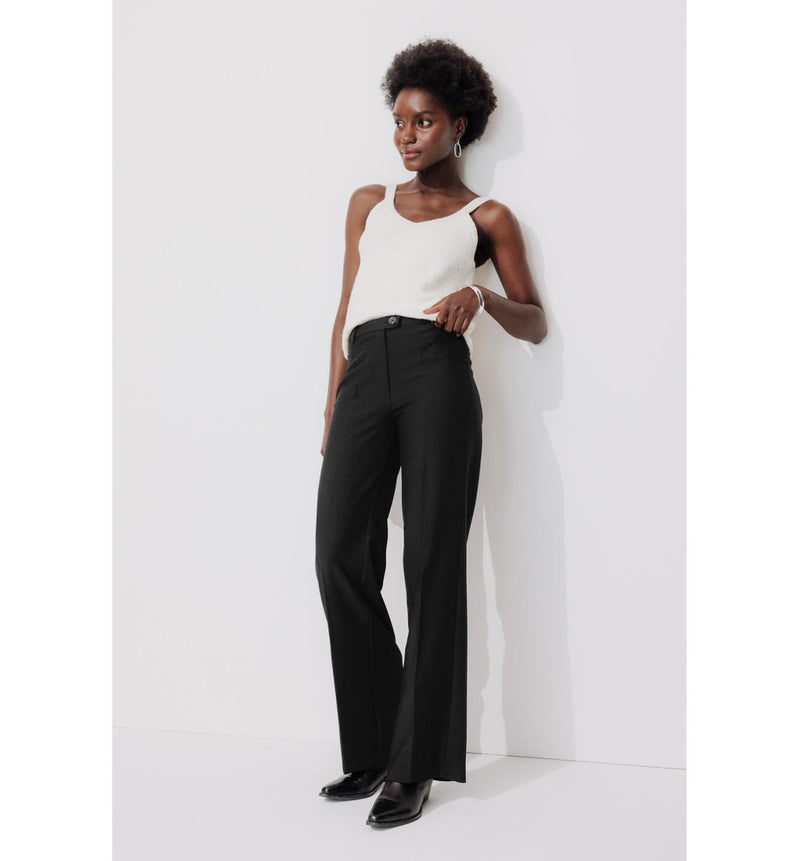 Pantalon de Tailleur Femme - Noir Uni Fonce