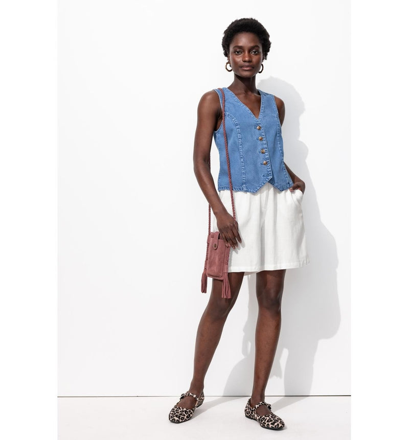 Short Large Femme - Naturel Uni Clair