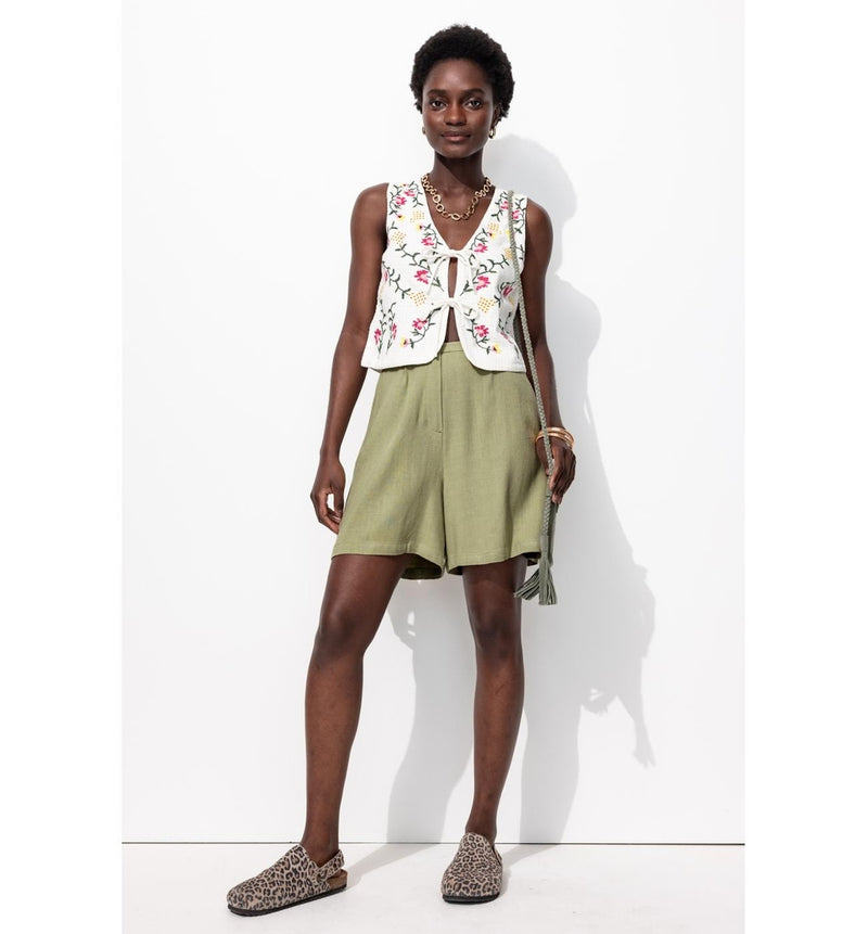Short Large Femme - Kaki Uni Clair