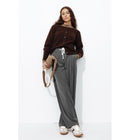 Pantalon Large Cordon Femme - Gris Uni Clair