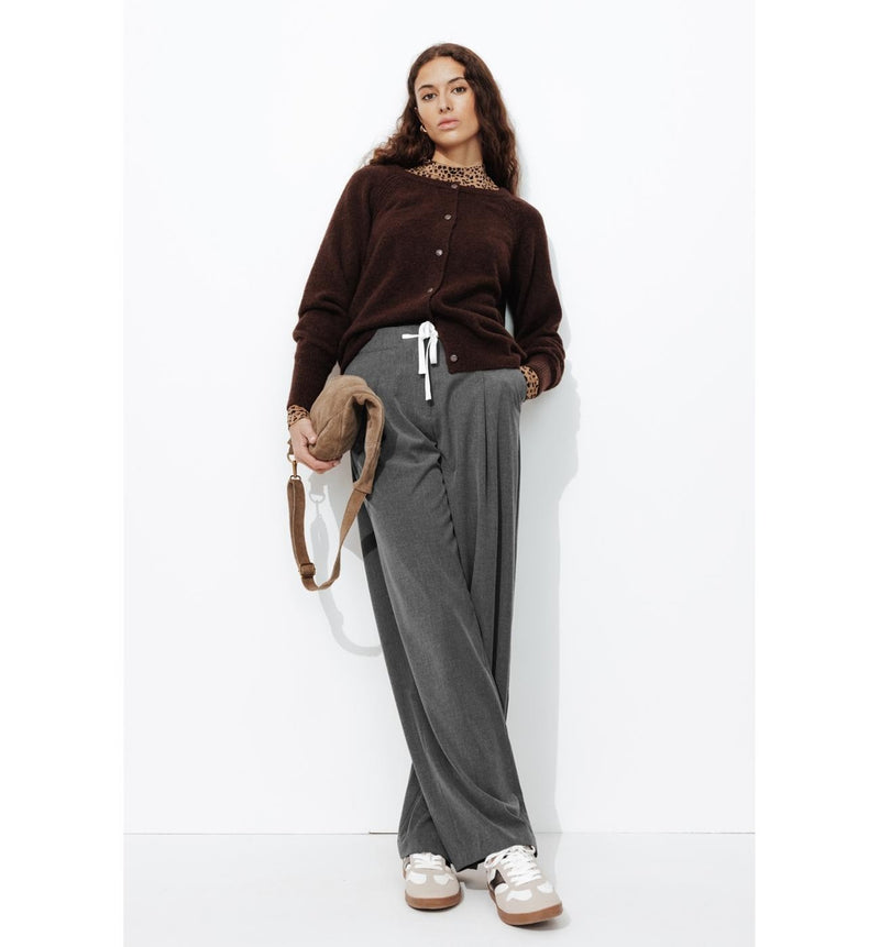 Pantalon Large Cordon Femme - Gris Uni Clair