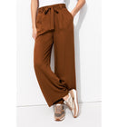 Pantalon Large et Fluide Femme - Marron Uni Fonce