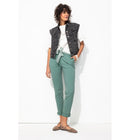 Pantalon Chino Ceinturé Femme - Gris Uni Fonce