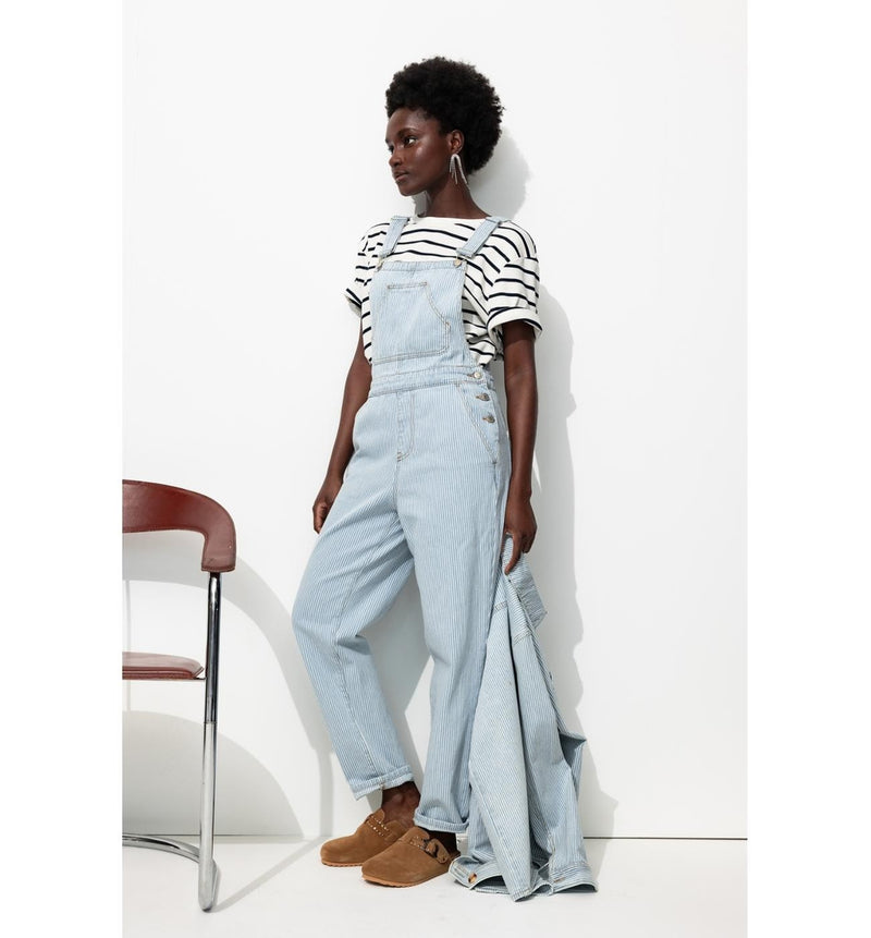 Salopette en Jean Rayé Femme - Multicolore Raye