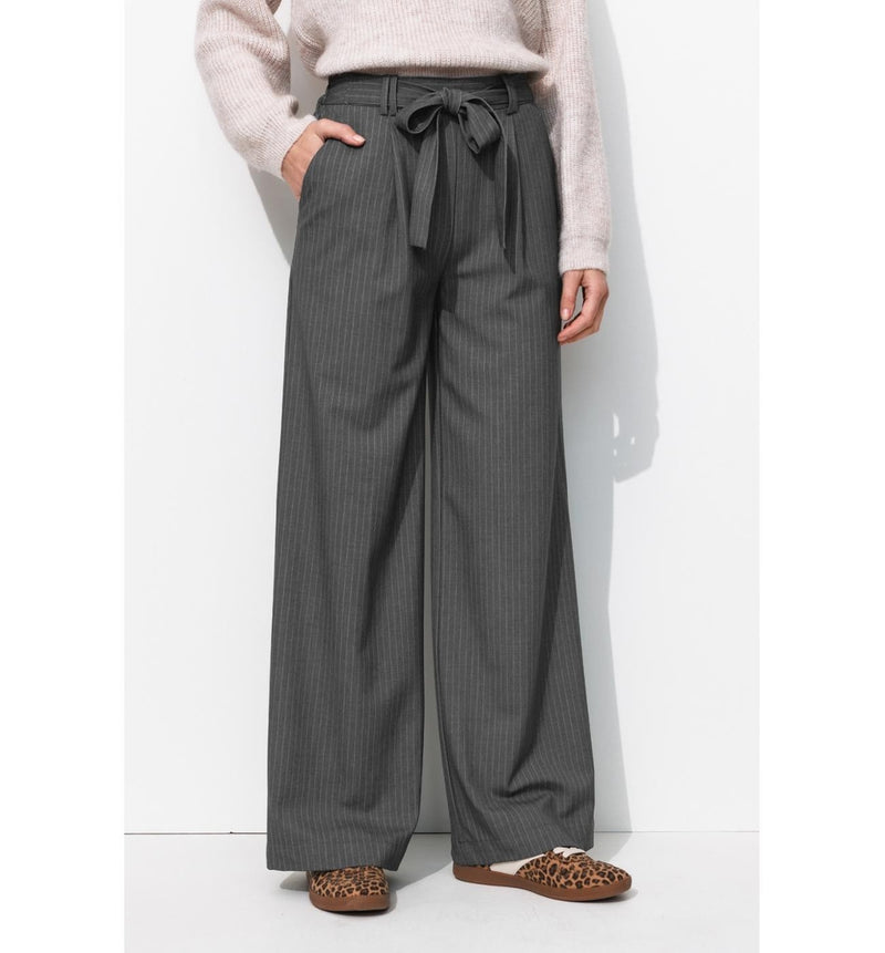 Pantalon Large et Rayé Femme - Gris Raye