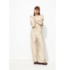 Pantalon Large Rayures Tennis - Naturel Raye
