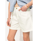 Short Uni en Toile Femme - Blanc Uni Clair