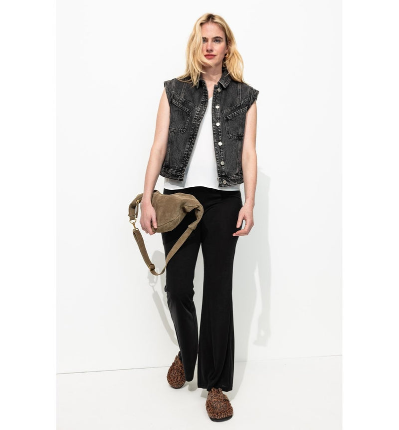 Pantalon en Jersey Fluide - Noir Uni Fonce