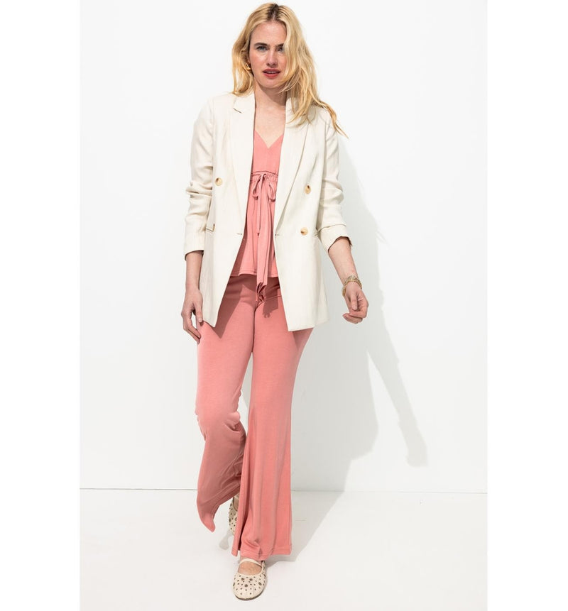 Pantalon en Jersey Fluide - Rose Uni Colore