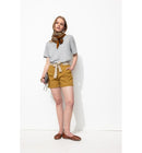 Short à Pinces + Ceinture - Marron Uni Fonce