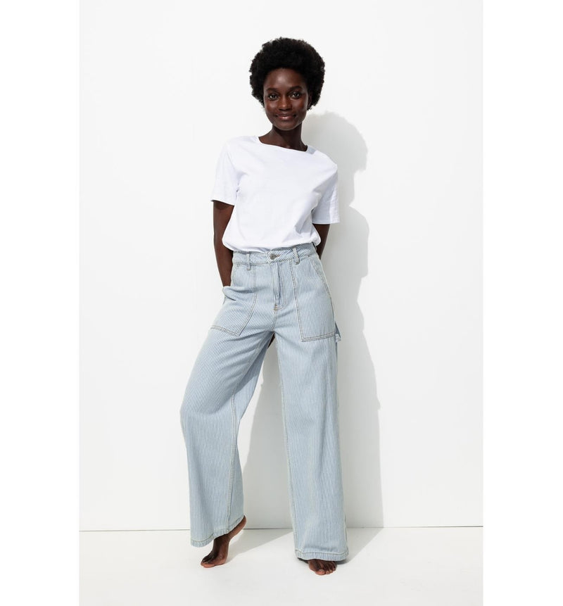 Jean Large Rayé Femme - Multicolore Raye
