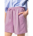 Short en Molleton Uni Femme - Violet Uni Colore