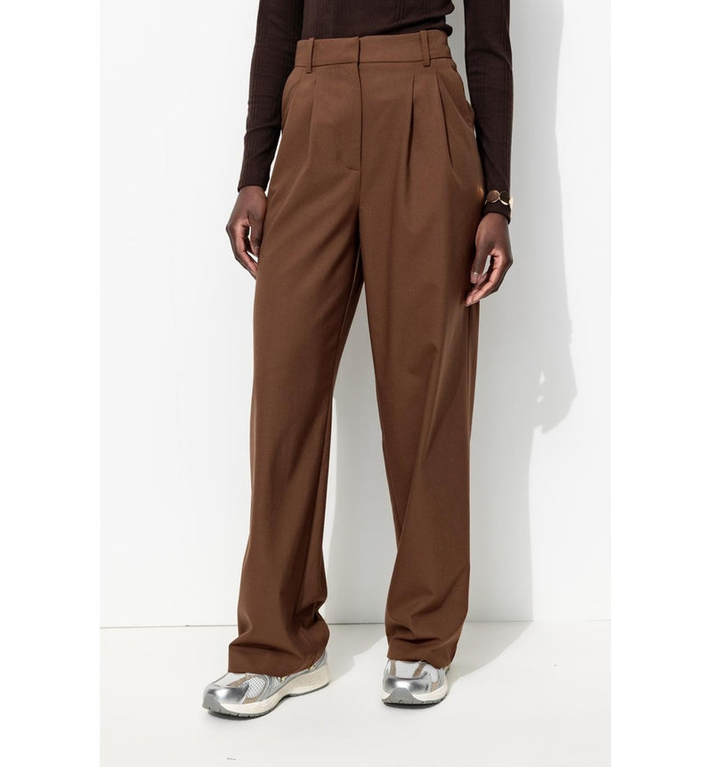 Billy Pantalon Large Femme - Marron Uni Fonce