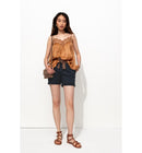 Short à Pinces Ceinturé - Bleu Uni Fonce