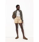 Short à Pinces Ceinturé - Naturel Uni Clair