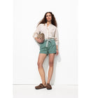 Short à Pinces Ceinturé - Gris Uni Fonce