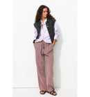 Pantalon en Gaze de Coton - Violet Uni Colore