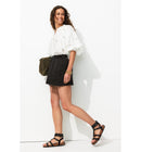 Short en Gaze de Coton Femme - Gris Uni Fonce