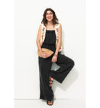 Combipantalon en Gaze de Coton - Gris Uni Fonce