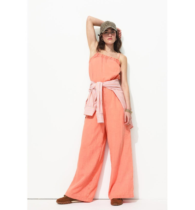 Combipantalon en Gaze de Coton - Rose Uni Colore