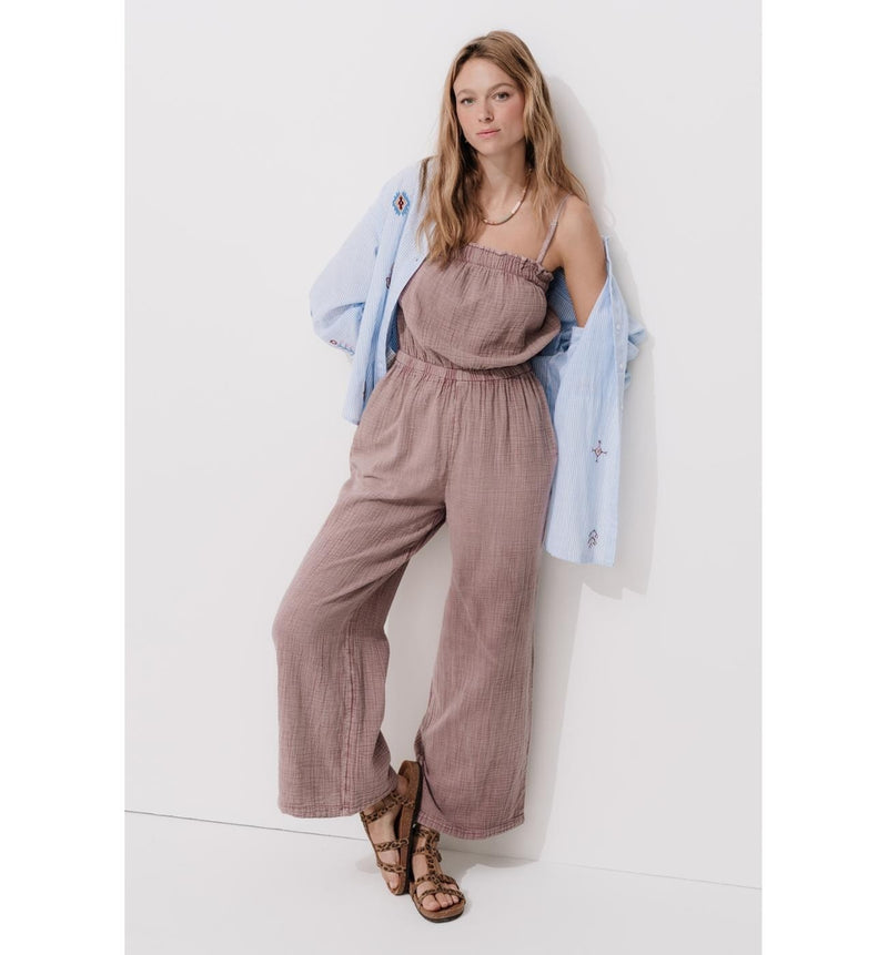 Combipantalon en Gaze de Coton - Violet Uni Colore