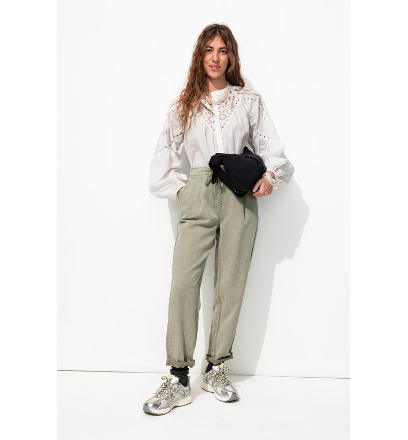 Pantalon Chino en Lyocell - Kaki Uni Clair