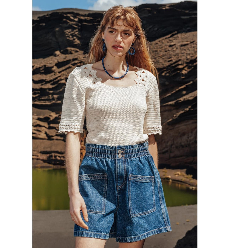 Short en Jean Femme - Jeans Uni Fonce