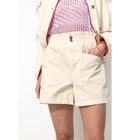 Short en Toile Unie Femme - Naturel Uni Clair