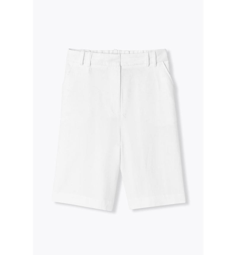 Bermuda en Lyocell & Lin Femme - Blanc Uni Clair
