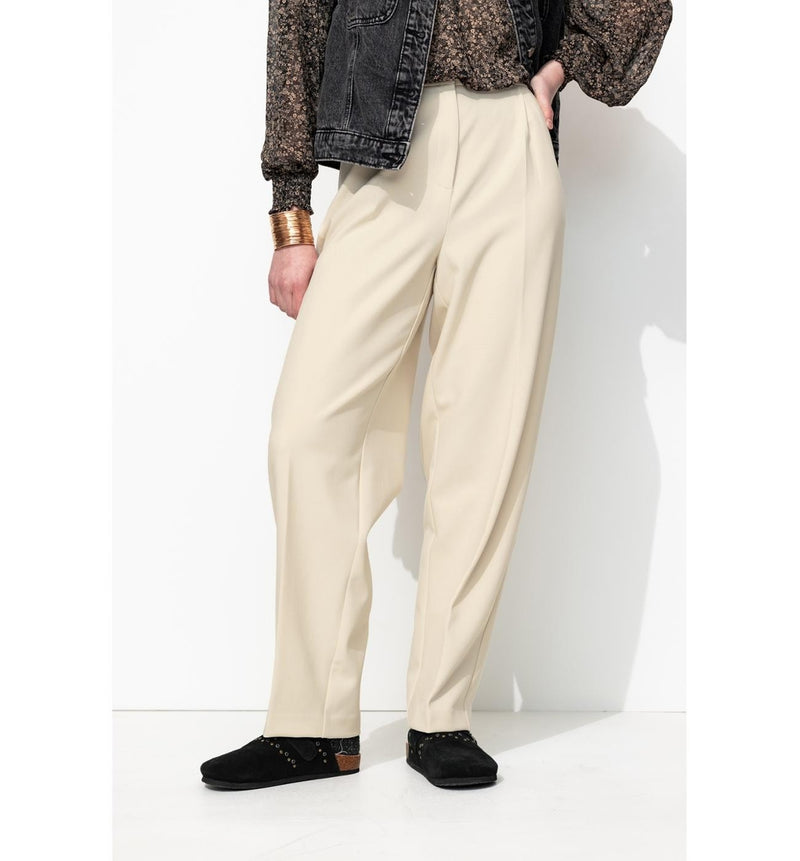 Pantalon de Tailleur Femme - Naturel Uni Clair