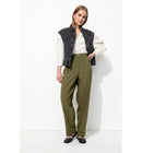 Pantalon de Tailleur Femme - Kaki Uni Fonce