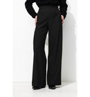 Pantalon Large Taille Haute - Noir Uni Fonce