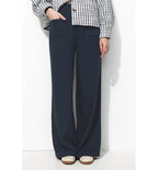 Pantalones anchos de talle alto - Azul oscuro liso