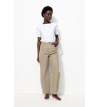 Mujer Pantalones Barril - Color Natural, Color liso, Ligero