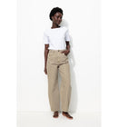 Pantalon Barrel Femme - Naturel Uni Clair