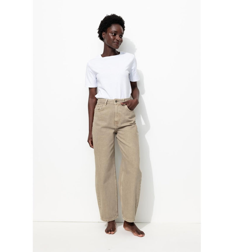 Pantalon Barrel Femme - Naturel Uni Clair