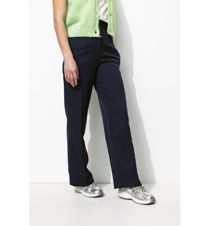 Pantalon Large Côtelé Femme - Bleu Uni Fonce