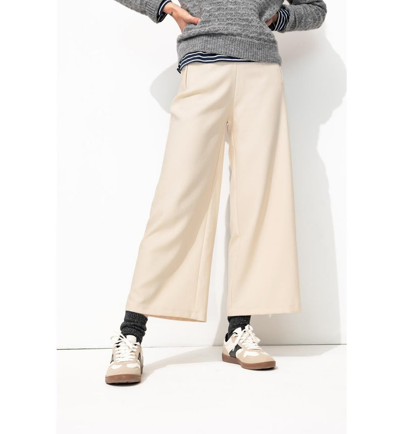 Pantalon Large Cropped - Naturel Uni Clair