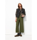 Pantalon Large Cropped - Kaki Uni Fonce