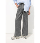 Pantalon Large Taille Haute - Gris Uni Fonce