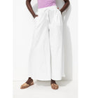 Pantalon Large en Jersey Femme - Blanc Uni Clair
