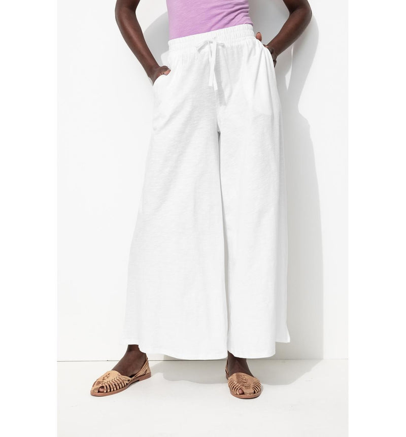 Pantalon Large en Jersey Femme - Blanc Uni Clair