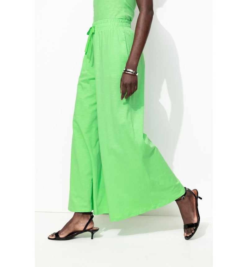 Pantalon Large en Jersey Femme - Vert Uni Colore