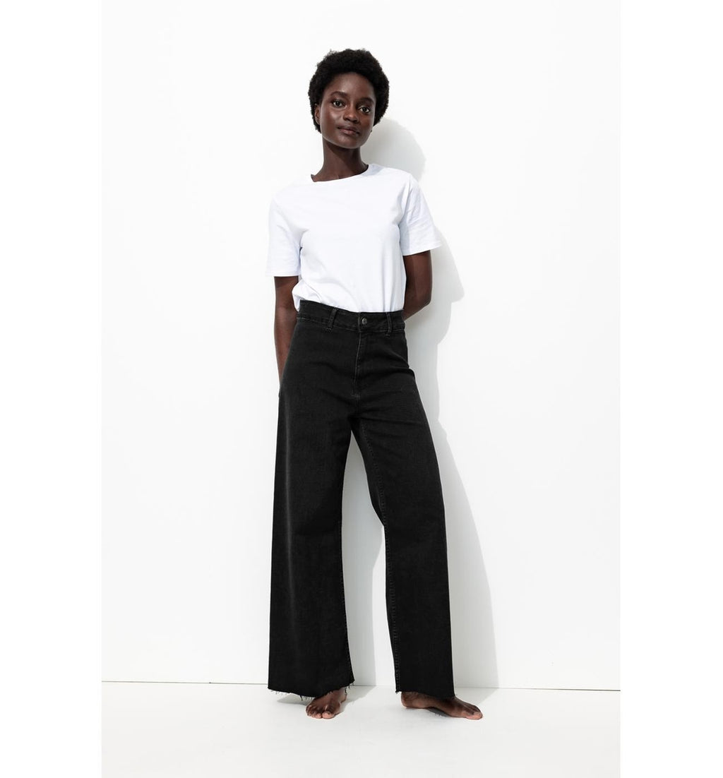 Pantalón ancho de mujer Hector - Plain Dark Black