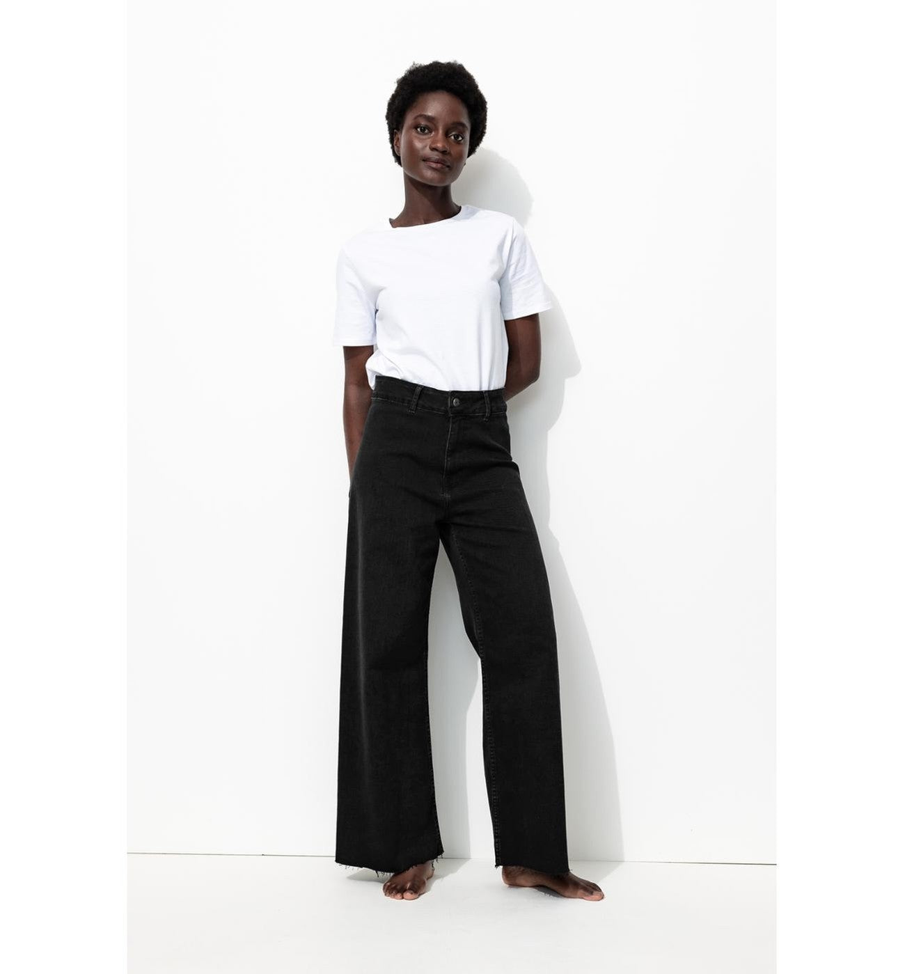 Pantalón ancho de mujer Hector - Plain Dark Black