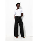 Hector Pantalon Large Femme - Noir Uni Fonce